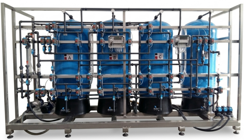 Equipo industrial para la decoloración del jugo de dátil en procesos alimentarios