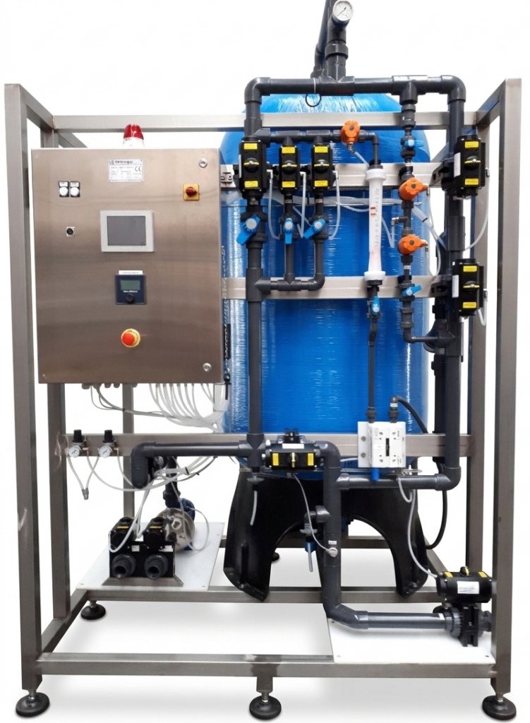 Sistema industrial para incrementar la acidez en mostos mediante resinas especializadas